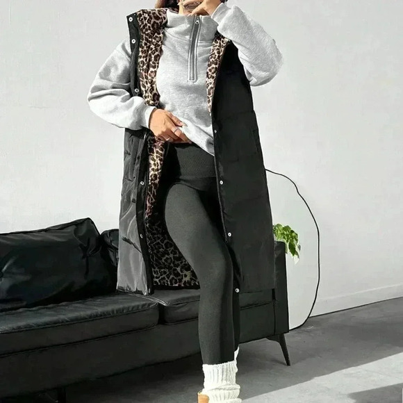 Jackets & Blazers - Black Casual Women's Front Button Sleeveless Hooded Padded Coat